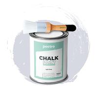PECTRO Chalk Paint Vernice a Gesso 750ml + Pennello Tondo in Legno Pack - Pittura per Mobili Senza Carteggiare - Chalk Paint Bianco e Colori per legno Efetto Polvere (GRIGIO CHIARO)