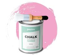 PECTRO Chalk Paint Vernice a Gesso 750ml + Pennello Tondo in Legno Pack - Pittura per Mobili Senza Carteggiare - Chalk Paint Bianco e Colori per legno Efetto Polvere (Rosa Tenue)