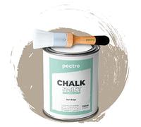 PECTRO Chalk Paint Vernice a Gesso 750ml + Pennello Tondo in Legno Pack - Pittura per Mobili Senza Carteggiare - Chalk Paint Bianco e Colori per legno Efetto Polvere (BEIGE SCURO)