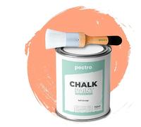 PECTRO Chalk Paint Vernice a Gesso 750ml + Pennello Tondo in Legno Pack - Pittura per Mobili Senza Carteggiare - Chalk Paint Bianco e Colori per legno Efetto Polvere (Arancia Morbida)