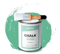 PECTRO Chalk Paint Vernice a Gesso 750ml + Pennello Tondo in Legno Pack - Pittura per Mobili Senza Carteggiare - Chalk Paint Bianco e Colori per legno Efetto Polvere (Verde Pastello)