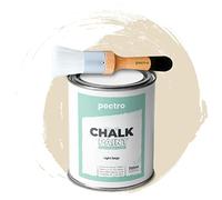 PECTRO Chalk Paint Vernice a Gesso 750ml + Pennello Tondo in Legno Pack - Pittura per Mobili Senza Carteggiare - Chalk Paint Bianco e Colori per legno Efetto Polvere (BEIGE CHIARO)