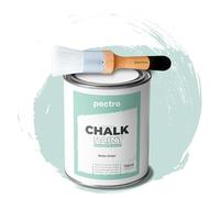 PECTRO Chalk Paint Vernice a Gesso 750ml + Pennello Tondo in Legno Pack - Pittura per Mobili Senza Carteggiare - Chalk Paint Bianco e Colori per legno Efetto Polvere (Verde Acqua)