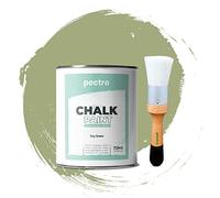 PECTRO Chalk Paint Vernice a Gesso 750ml + Pennello Tondo in Legno Pack - Pittura per Mobili Senza Carteggiare - Chalk Paint Bianco e Colori per legno Efetto Polvere (VERDE SECCO)