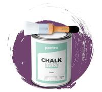 PECTRO Chalk Paint Vernice a Gesso 750ml + Pennello Tondo in Legno Pack - Pittura per Mobili Senza Carteggiare - Chalk Paint Bianco e Colori per legno Efetto Polvere (Porpora)