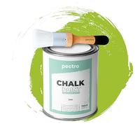 PECTRO Chalk Paint Vernice a Gesso 750ml + Pennello Tondo in Legno Pack - Pittura per Mobili Senza Carteggiare - Chalk Paint Bianco e Colori per legno Efetto Polvere (Lime)