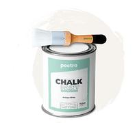 PECTRO Chalk Paint Vernice a Gesso 750ml + Pennello Tondo in Legno Pack - Pittura per Mobili Senza Carteggiare - Colori per legno Efetto Polvere (BIANCO ANTICO)
