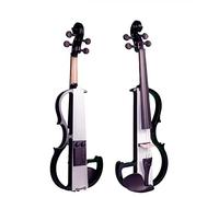 PECY 4/4 Violino Elettrico Set di Legno Solido Corpo Nero+Violino di Colore Bianco con Arco Brasile+Custodia+Bridge Violino Studente