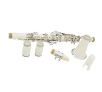 PECY Clarinetti Clarinetto A 17 Tasti Bianco B Flat ABS Pulsanti Nichelati Clarinetto A Doppia Canna con Accessori Clarinetto Professionale