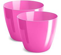 PECZEKO Vaso per fiori lucido, set da due vasi da fiori in plastica decorativi per piante, grandi e piccole, 2er-Set vasi da fiori, vasi da fiori per erbe, (2 confezioni) Fucsia, Ø 28 cm