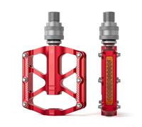 Pedale a sgancio rapido specifico per Brompton con 3 cuscinetti, profilo pieghevole, perni di trazione in acciaio inossidabile, telaio in lega 6061 (rosso)
