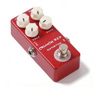 Pedale Distorsore, Effetto Distortion in Scocca Rossa, True Bypass per Chitarra Elettrica e Bass - Compatto e Durevole, Controllo Led per Stato Effetto, Ideale per Rock