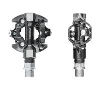 Pedale MTB Voxom PE17 SPD Nero in Alluminio, Doppia Faccia, 390g - Compatibile e Resistente per MTB e Gravel