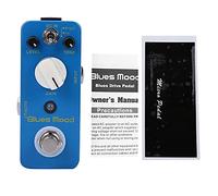 Pedale Overdrive per Chitarra Blues Style, Effetto con 2 Modi Bright/Fat, Guscio in Metallo Blu - True Bypass, Controlli Livello Tonalità Guadagno, Suono Versatile per Bassi e