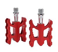 Pedale per bicicletta pieghevole Antiscivolo in lega di alluminio Mountain bike Cuscinetto Accessori per bicicletta. (Rosso)