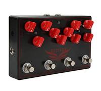 Pedale per Chitarra Multieffetto, Pedale Sintetizzatore Red Fox, Pedale Effetto per Chitarra 4 in 1, Pedale Effetto per Chitarra Multifunzionale in Metallo Nero con Delay,