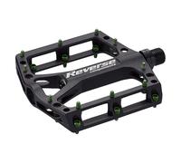 Pedale Retromarcia Black One Nero-Verde Chiaro per MTB, Alluminio CNC, Design Piatto e Resistente
