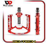 PEDALI BICI MTB FLAT ALLUMINIO Rosso MOUNTAIN BIKE BICICLETTA ANTISCIVOLO CNC