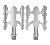 Pedali Bicicletta in Alluminio Leggero, Coppia di Pedali con Cuscinetti per Bici Pieghevole, e Strada - Design Antiscivolo, Durata e Comfort Garantiti (Argento)