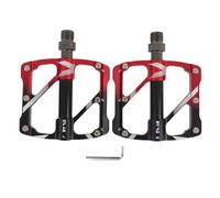 Pedali ciclistici in lega di alluminio 3 cuscinetti a pedale piatto non slip allargata per montagna e pedali di sostituzione della corsa leggera durevole (Rosso nero)