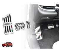 Pedali Con Poggiapiede In Acciaio per Fiat.600 600e | 3 Pezzi Inox Pedana Pedaliera Poggapiedi Pedaliere Elettrica Hybrid RED (RED) LA PRIMA 600 Accessori Tuning Kit Auto Ricambi