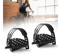Pedali Cyclette,1 Paio Pedale Bicicletta con Cinghia Antiscivolo,Coppia Pedali Neri 1/2",Pedalini BiciclettaPosteriori,Pedale Bici Cinghie per PedaliEsercizio di Bicicletta