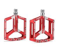 Pedali di mountain bike universali non slip cnc in lega in alluminio Pedals a piattaforma ampia struttura stabile per mountain bike 2pcs (Rosso)