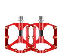 Pedali Mtb 3 cuscinetti pedale for bicicletta ultraleggero in fibra di carbonio asse cavo pedale strada ciclismo antiscivolo pedana accessori for bici Pedali Flat Mtb(MTB Red)