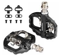 Pedali MTB Clipless Flat Doppia Funzione compatibile con Shimano Bici, con Tacchette Accessori, Pedali per Bicicletta in Fibra di Nylon Leggera per Mountain Corsa Gravel Strada BMX, DU+ Asse 9/16"