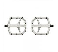 Pedali MTB Trail Roc Plus Flat in Alluminio Argento con Piattaforma Concava e 10 Perni Regolabili