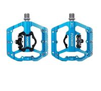 Pedali Mtb Pedale for bicicletta a due usi 2 in 1 con accessori for blocco cuscinetto sigillato antiscivolo in alluminio da strada MTB tacchetta gratuita(FK-150 blue)