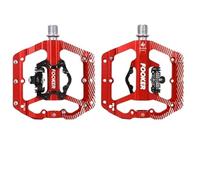 Pedali Mtb Pedale for bicicletta a due usi 2 in 1 con accessori for blocco cuscinetto sigillato antiscivolo in alluminio da strada MTB tacchetta gratuita(FK-150 red)