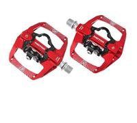 Pedali Mtb Pedale for bicicletta a due usi Tacchetto 2 in 1 for accessori for blocco cuscinetto sigillato antiscivolo in alluminio da strada MTB(MZ-159 red)
