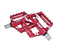 Pedali Mtb Pedali a bici piatti in lega di alluminio cuscinetti sigillati a pedale ultraleggero Du Cuscinetto CNC Pedale della bici non slip Mtb Accessori for bici da strada(Red)