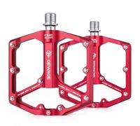 Pedali Mtb Pedali for bici piatti, pedali for bici MTB con piattaforma larga, in alluminio leggero, cuscinetti sigillati da 9/16" for strada, BMX, MTB(Red)