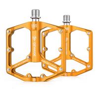 Pedali Mtb Pedali for bici piatti, pedali for bici MTB con piattaforma larga, in alluminio leggero, cuscinetti sigillati da 9/16" for strada, BMX, MTB(Golden)