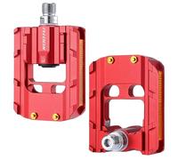 Pedali Mtb Pedali for bicicletta Il materiale in lega di alluminio è resistente e durevole pieghevoli for universali Cuscinetti sigillati(Red)