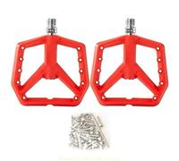 Pedali per bicicletta in nylon leggero, antiscivolo, cuscinetti sigillati, larghi, piatti, resistenti, per ciclismo su strada e MTB (rosso, 2 paia)