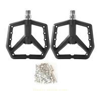 Pedali per bicicletta in nylon leggero, antiscivolo, cuscinetti sigillati, larghi, piatti, resistenti, per ciclismo su strada e MTB (nero, 2 paia)