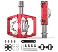 Pedali per mountain bike compatibili con tacchette Shimano SPD - Pedali doppia faccia piattaforma e a sgancio rapido, pedali piattaforma 9/16” e a sgancio rapido per bici da strada,MTB (Rosso)