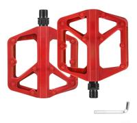 Pedali per mountain bike con ampia piattaforma in nylon su entrambi i lati, cuscinetti sigillati, pannelli riflettenti sui bordi, leggeri, per mountain bike e bici da strada (rosso)