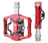 Pedali per mountain bike - Doppia funzione piatto e SPD - 3 pedali sigillati con cuscinetti compatibili SPD, pedali per bicicletta per BMX Spin Exercise Peloton Trekking Bike (rosso)