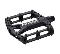 Pedali Retromarcia Black One Nero-Verde per MTB, Design Piatto e Presa Ottimale