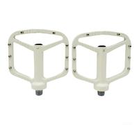 Pedali rinforzati per mountain bike con corpo in lega di alluminio, asse in acciaio e doppi cuscinetti a sfera con perni antiscivolo per un migliore controllo della pedalata (bianco)