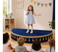 Pedana da Palco Portatile per Bambini con Gonna da Palco | Superficie in Velluto ad Alta Portata per Canto, Discorsi, Talent Show e Feste(blue,39.4in/100cm)