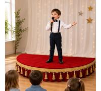 Pedana da Palco Portatile per Bambini con Gonna da Palco | Superficie in Velluto ad Alta Portata per Canto, Discorsi, Talent Show e Feste(red,59.1in/150cm)
