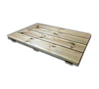 Pedana doccia antiscivolo in legno 100x60 cm, in pino impregnato, spessore 5,4 cm