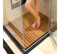 Pedana Doccia in Legno,Tappetino Doccia in Teak, Tappetino da Bagno Grande Non A Vasca,Portata Facile,Tappetino per Doccia Esterno Uso Interno ed Esterno