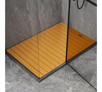 Pedana Doccia Tappetino da Bagno con Venature del Legno, Tappetino da Doccia in Plastica Impermeabile con Doghe Larghe, Pedale per Supporto Rialzato per Ciotola per Animali Domestici (Color : Yellow