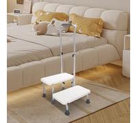 Pedana per ingresso vasca da bagno con maniglia, vasca da bagno, 2 gradini, portata fino a 100 kg, altezza regolabile per anziani e disabili, colore bianco